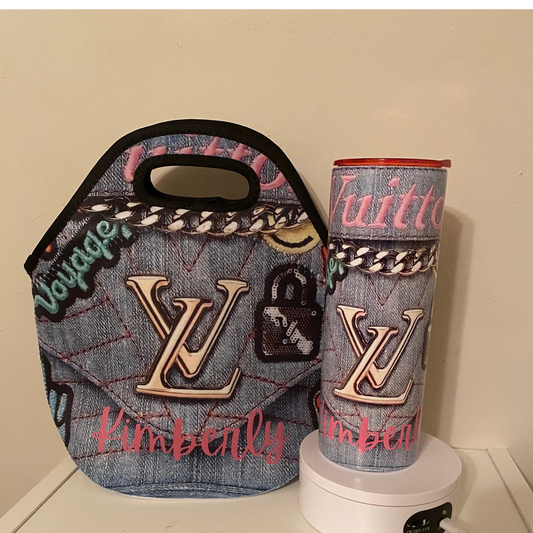 Custom lunch bag and tumbler set