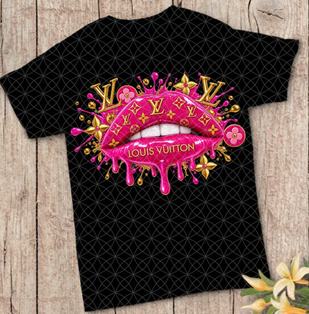 Hot pink lv lip tshirt