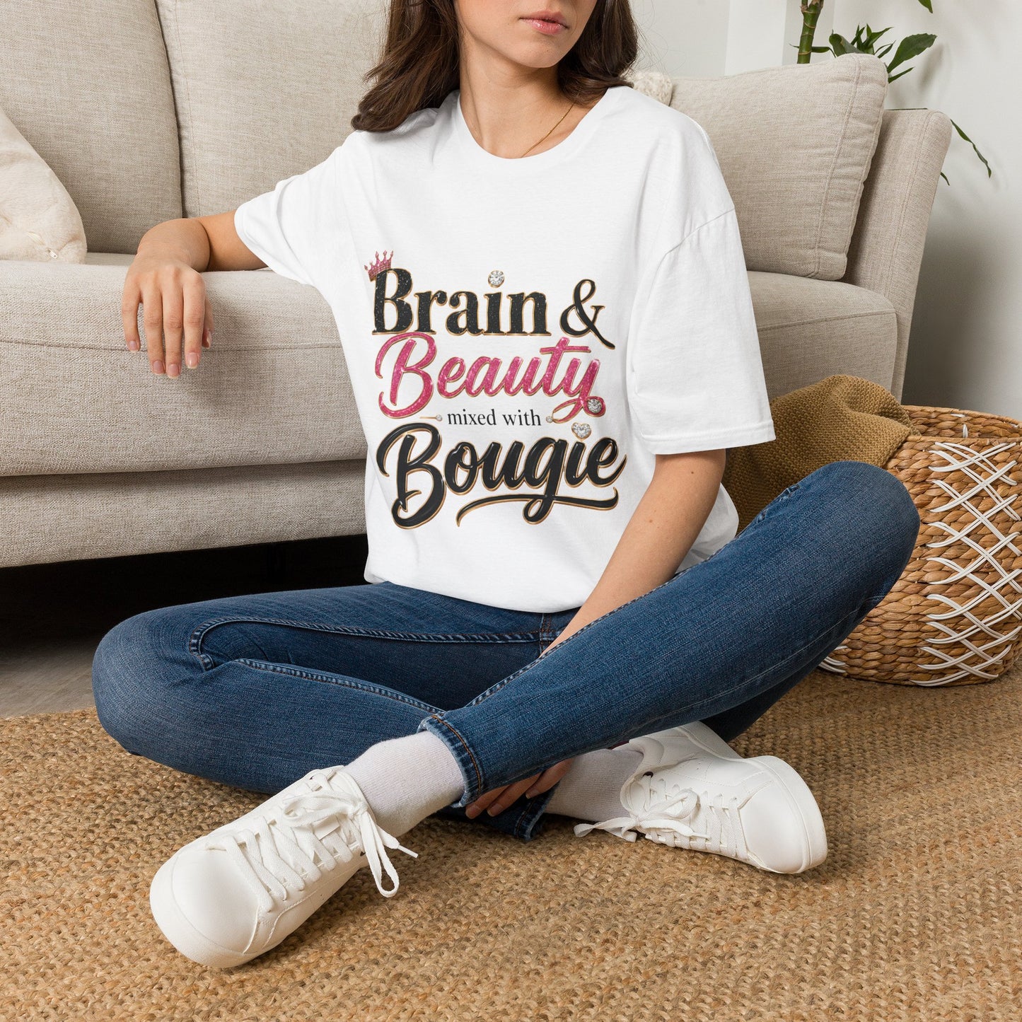 T-Shirt — "Brain & Beauty (seasoned with Bougie)" Feminine Graphic Tee