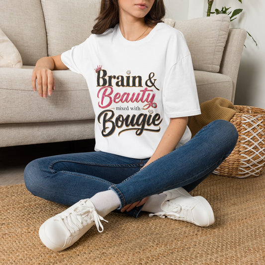 T-Shirt — "Brain & Beauty (seasoned with Bougie)" Feminine Graphic Tee