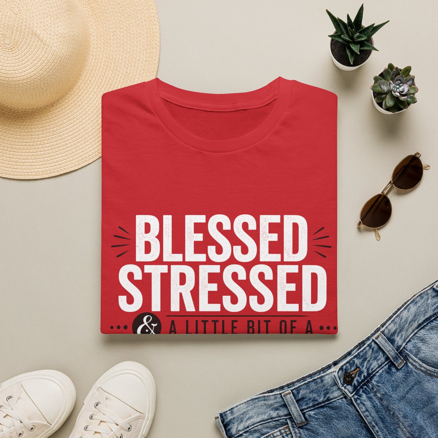 Blessed Stressed & A Little Bit of a Mess T‑Shirt — Faith-Based Casual Tee