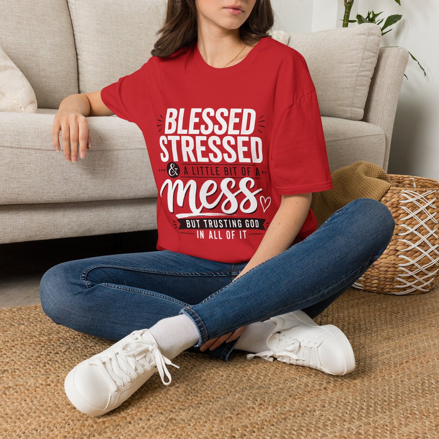 Blessed Stressed & A Little Bit of a Mess T‑Shirt — Faith-Based Casual Tee