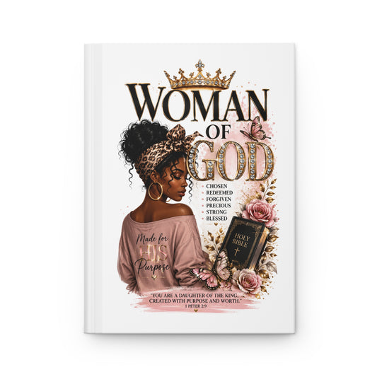 Woman of God Hardcover Journal — Inspirational Christian Notebook with Floral Crown Design