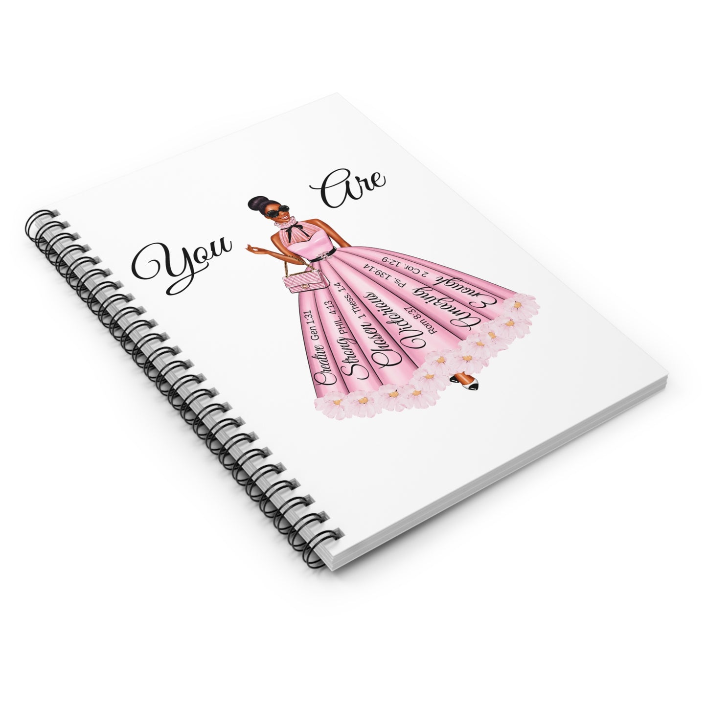 Spiral Notebook — 'You Are' Empowerment Journal with Pink Dress Illustration