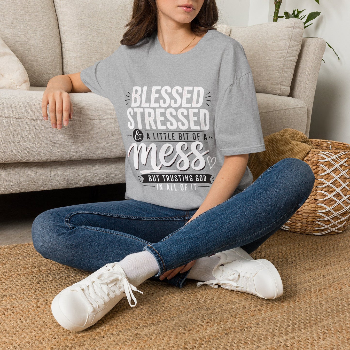 Blessed Stressed & A Little Bit of a Mess T‑Shirt — Faith-Based Casual Tee