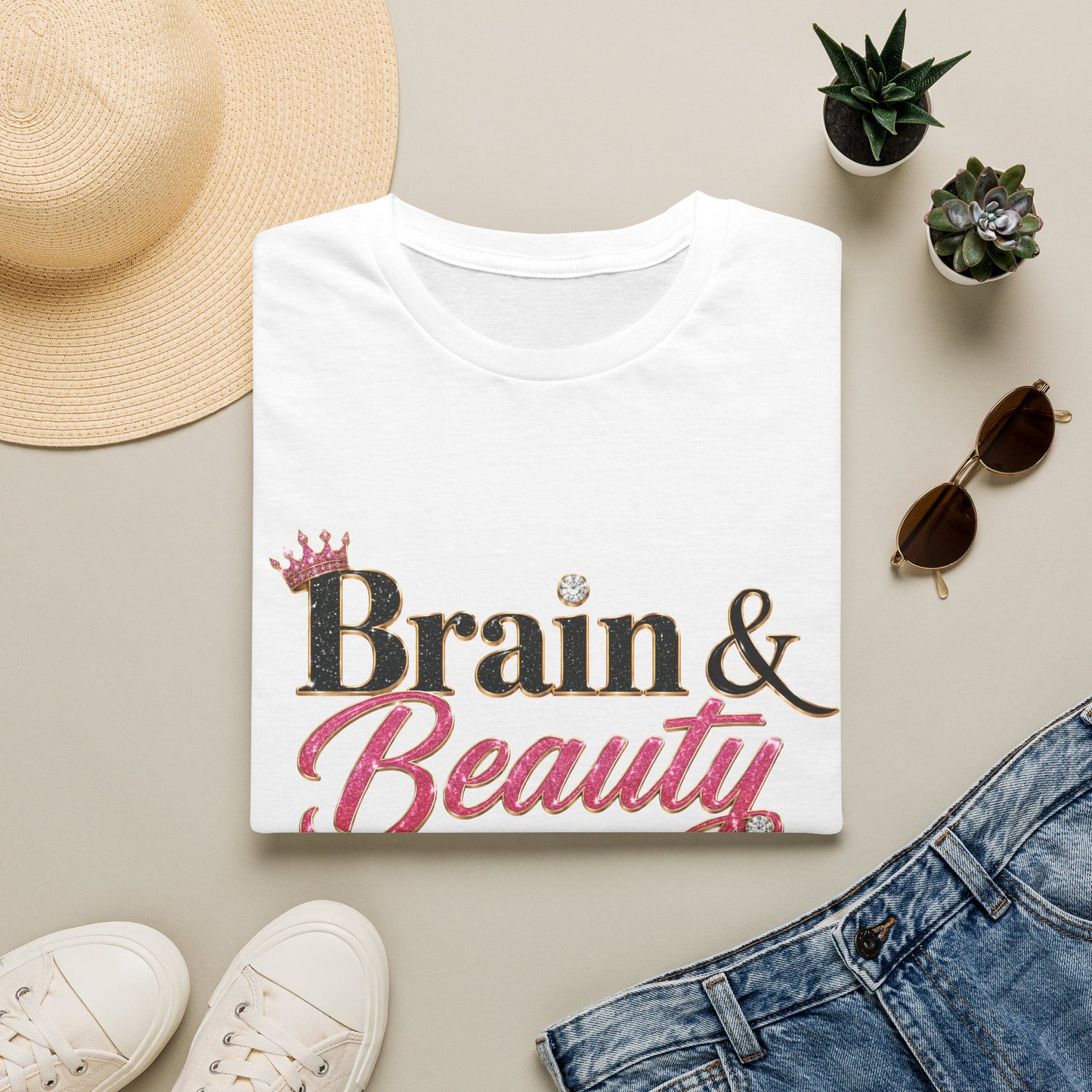 T-Shirt — "Brain & Beauty (seasoned with Bougie)" Feminine Graphic Tee