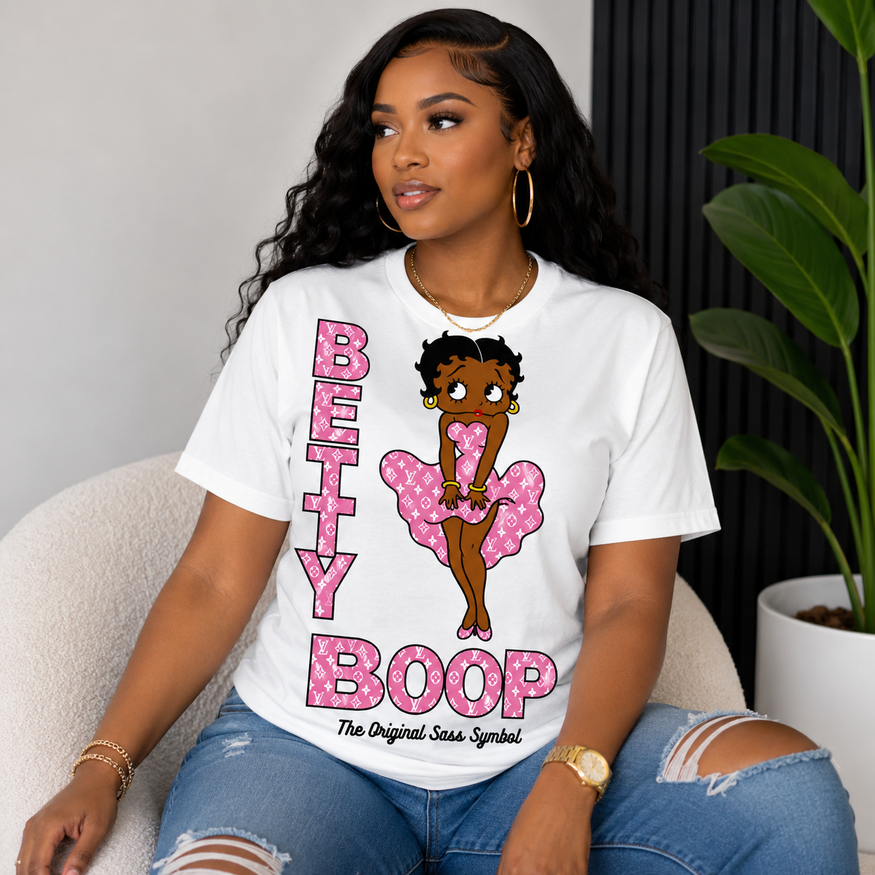 Betty Boop Inspired Pink Luxury Fashion Graphic Tee