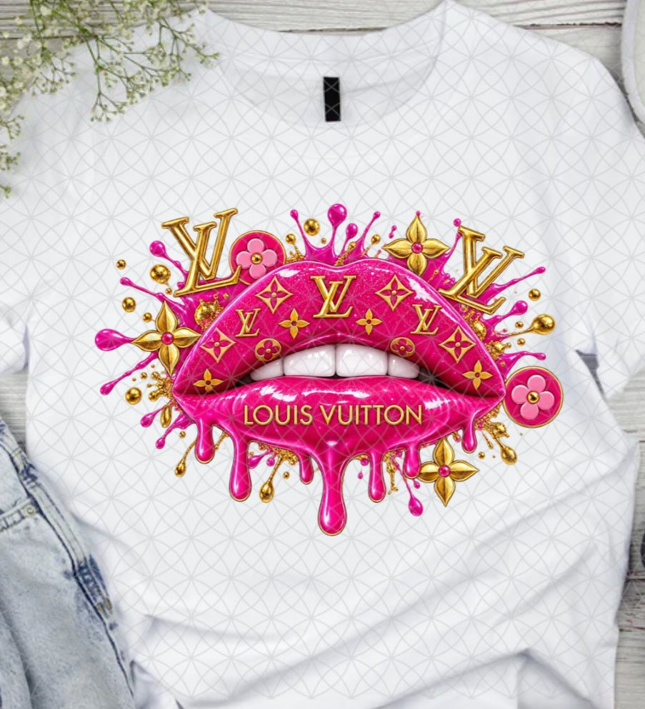 Hot pink lv lip tshirt